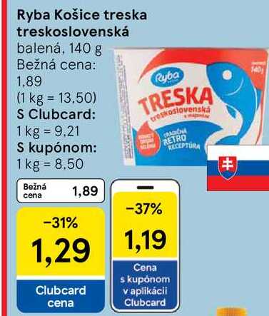 Ryba Košice treska treskoslovenská, 140 g 