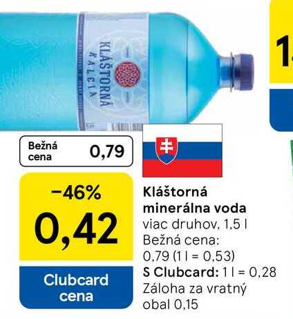 Kláštorná minerálna voda, 1,5 l
