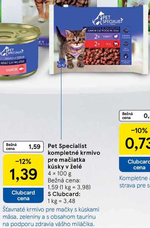 Pet Specialist kompletné krmivo pre mačiatka kúsky v želé, 4x 100 g 