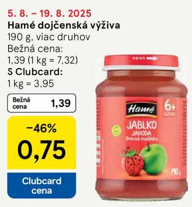 Hamé dojčenská výživa, 190 g