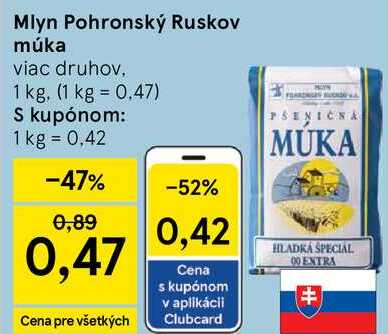 Mlyn Pohronský Ruskov múka, 1 kg