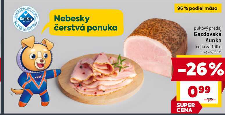 Gazdovská šunka cena za 100 g 