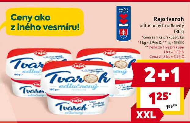 Rajo tvaroh odtučnený hrudkovitý 180 g 