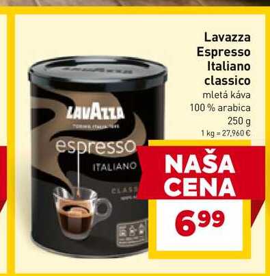 Lavazza Espresso Italiano classico mletá káva 100% arabica 250 g