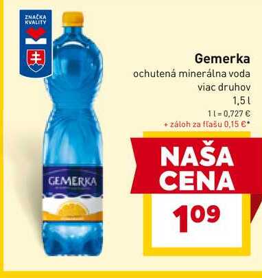 Gemerka ochutená minerálna voda viac druhov 1,5l