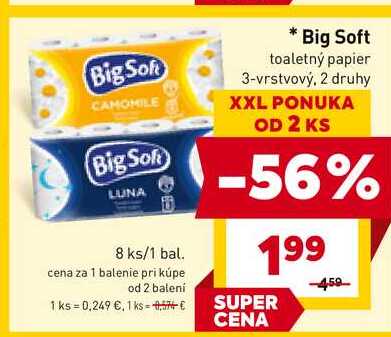 Big Soft toaletný papier 3-vrstvový, 8ks