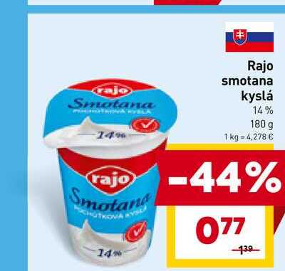 Rajo Smotana smotana kyslá 14% 180 g 