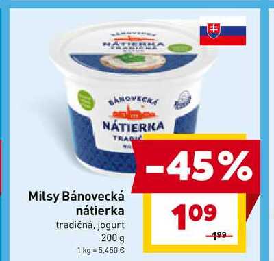 Milsy Bánovecká nátierka tradičná, jogurt 200 g 