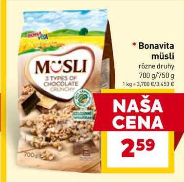 Bonavita müsli rôzne druhy 700 g/750 g 
