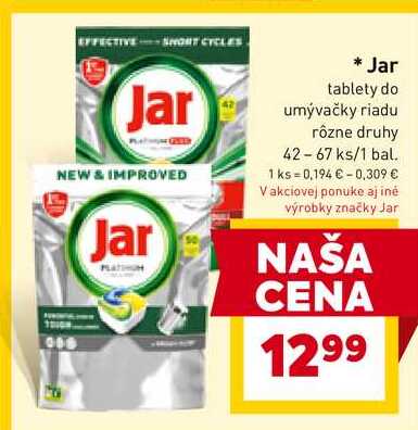 Jar tablety do umývačky riadu rôzne druhy 42-67 ks