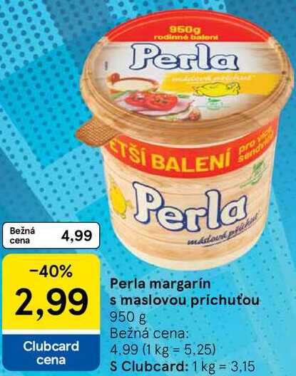 Perla margarín s maslovou príchuťou, 950 g 