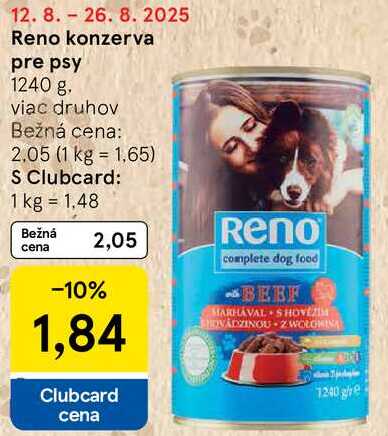 Reno konzerva pre psy, 1240 g