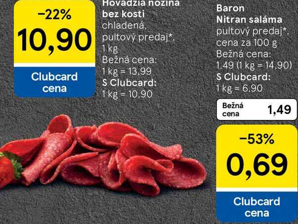 Baron Nitran saláma, cena za 100 g