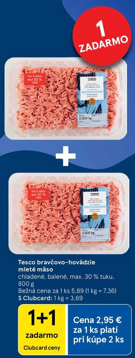 Tesco bravčovo-hovädzie mleté mäso, 800 g