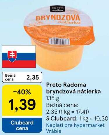 Preto Radoma bryndzová nátierka, 135 g