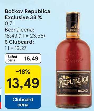 Božkov Republica Exclusive 38%, 0,7 l