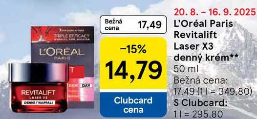 L'Oréal Paris Revitalift Laser X3 denný krém, 50 ml