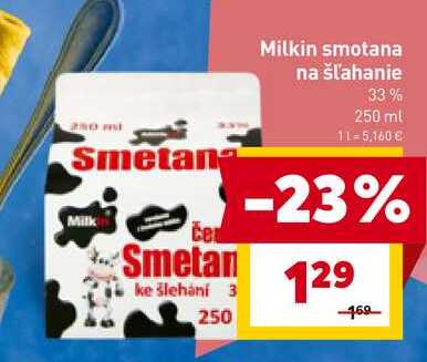 Milkin smotana na šľahanie 33% 250 ml 