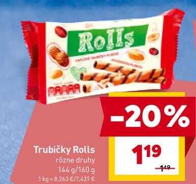 Rolls rôzne druhy 144 g/160 g 