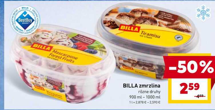 BILLA zmrzlina rôzne druhy 900 ml 