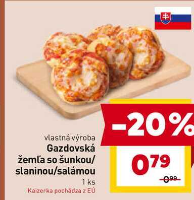 Gazdovská žemľa so šunkou/ slaninou/salámou 1 ks
