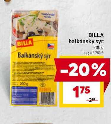 BILLA balkánsky syr 200 g 