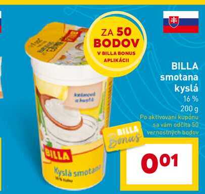 BILLA smotana kyslá 16% 200 g 