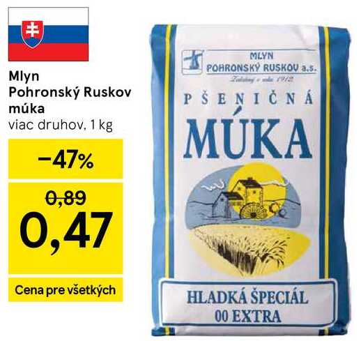 Mlyn Pohronský Ruskov múka, 1 kg