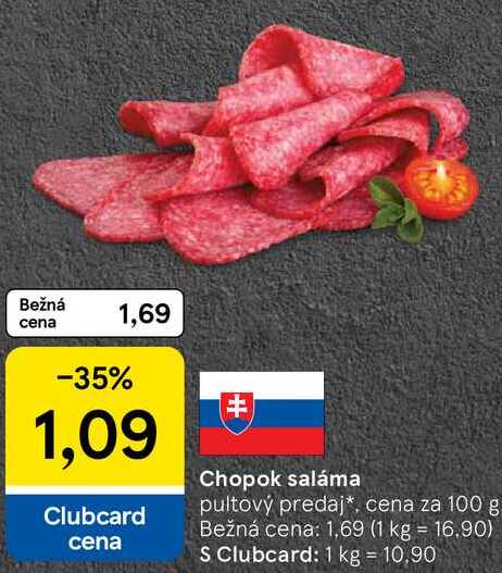 Chopok saláma, cena za 100 g 
