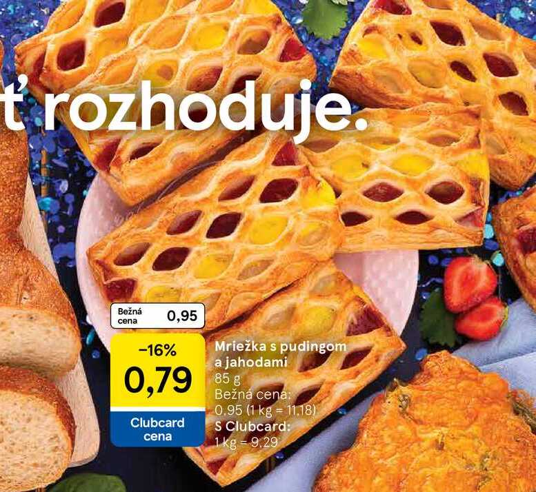 Mriežka s pudingom a jahodami, 85 g