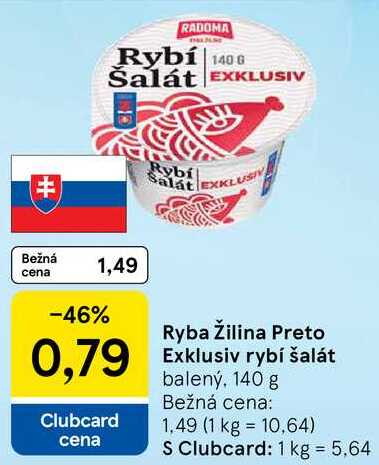 Ryba Žilina Preto Exklusiv rybí šalát, 140 g