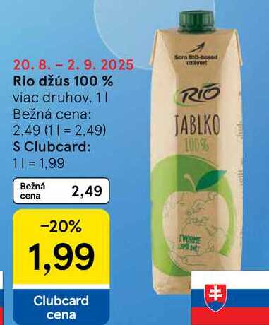 Rio džús 100%, 1 l