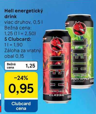 Hell energetický drink, 0,5 l