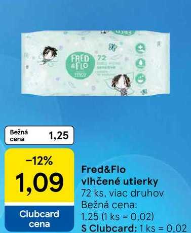 Fred&Flo vlhčené utierky, 72 ks
