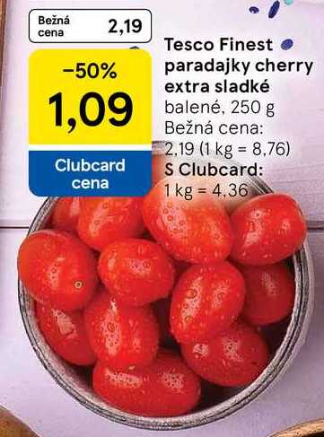 Tesco Finest paradajky cherry extra sladké, 250 g 