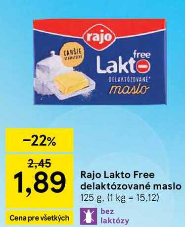 Rajo Lakto Free delaktózované maslo, 125 g