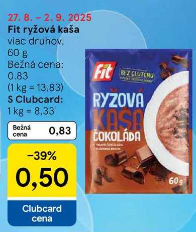 Fit ryžová kaša, 60 g
