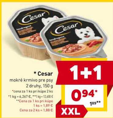 Cesar mokré krmivo pre psy 2 druhy, 150 g
