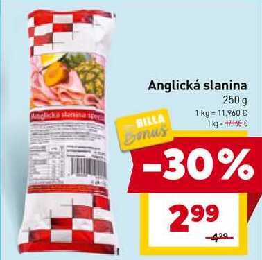 Anglická slanina 250 g 