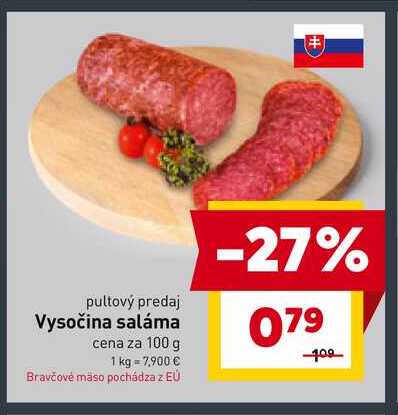 Vysočina saláma cena za 100 g 