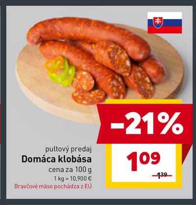 Domáca klobása cena za 100 g