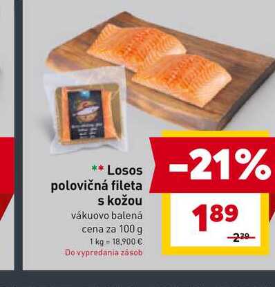 Losos polovičná fileta s kožou 100g