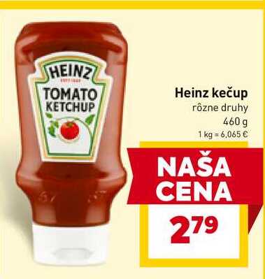 Heinz kečup rôzne druhy 460 g