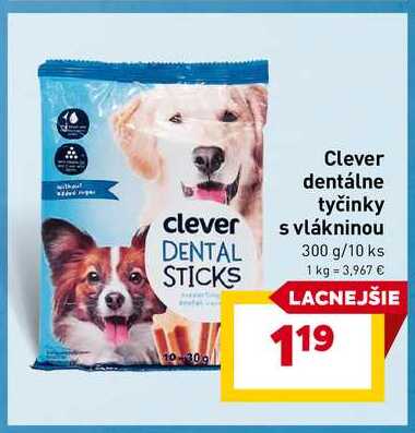 Clever dentálne tyčinky s vlákninou 300 g/10 ks 