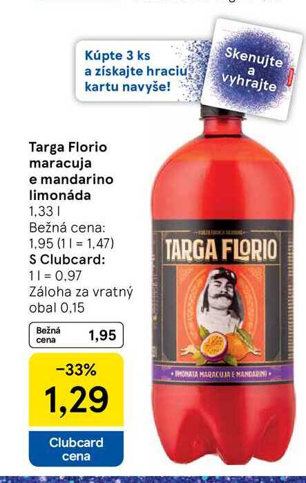 Targa Florio maracuja e mandarino limonáda 1,33L