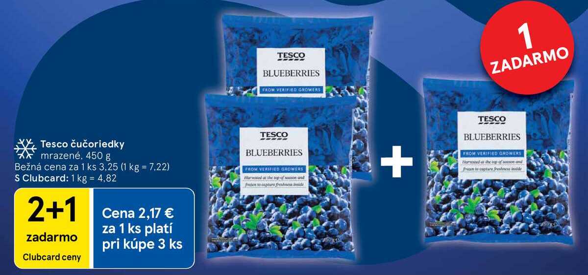 Tesco čučoriedky mrazené, 450 g 