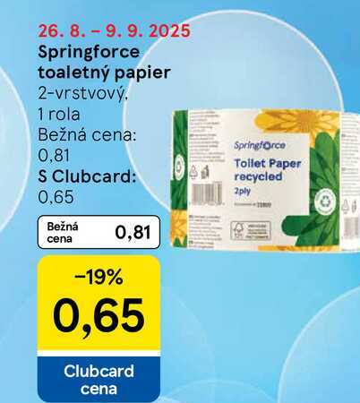 Springforce toaletný papier 2-vrstvový 1 rola 