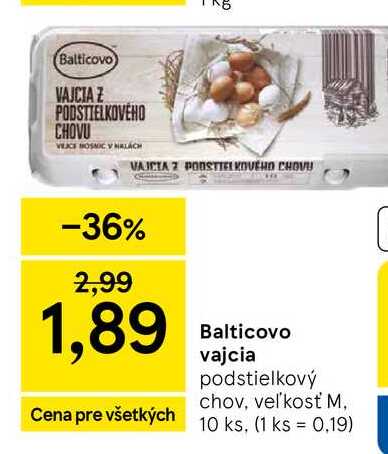 Balticovo vajcia podstielkový chov, veľkosť M, 10ks