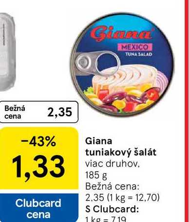 Giana tuniakový šalát viac druhov 185 g 