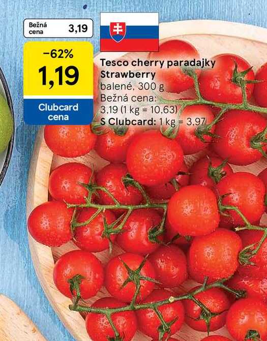 Tesco cherry paradajky Strawberry balené, 300 g 